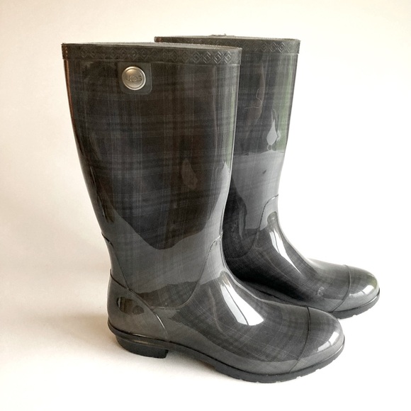 UGG Shoes - UGG Grey Black Rubber High Knee Rain Boots size 9